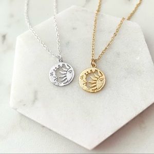 Sun and Moon Necklace, Gold Sun Moon Necklace, Dainty Gold Necklace